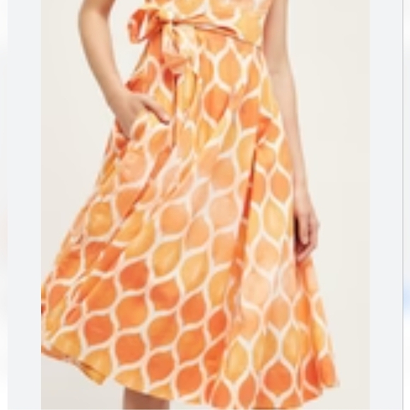 Anthropologie, New, Maeve Freya Coral Poplin Fit & Flare Midi Sun Dress, Size 6 - Picture 3 of 15